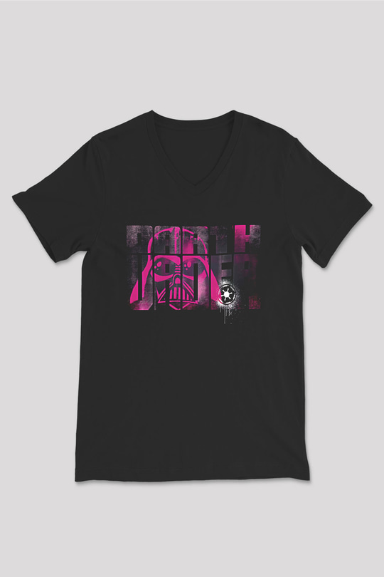Star Wars (Dart Vader) Baskılı Unisex Siyah V Yaka Tişört - Tshirt