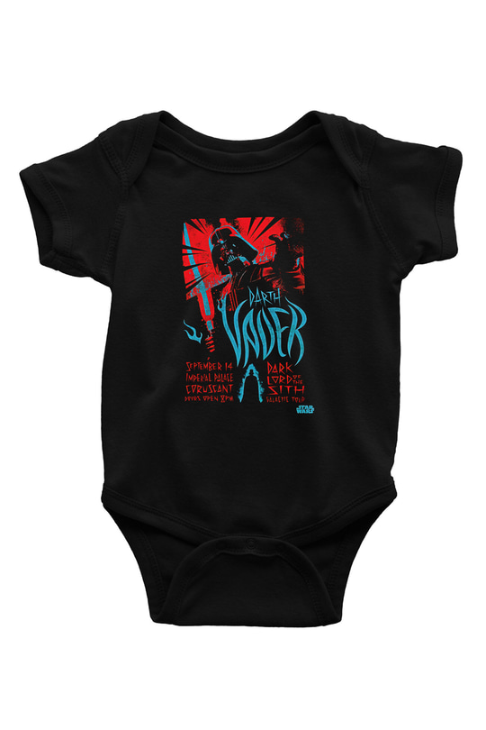 Star Wars (Dart Vader) Baskılı Unisex Siyah Bebek Body - Zıbın