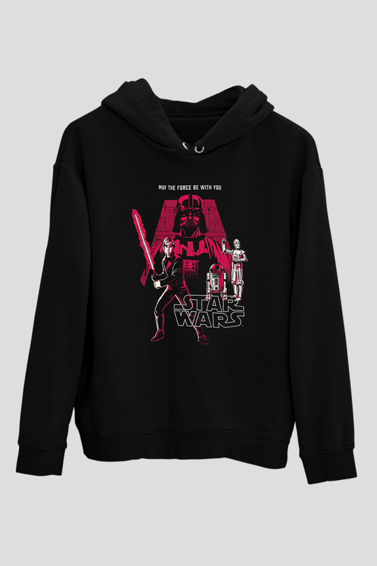Star Wars (Dart Vader) Baskılı Unisex Siyah Hoodie