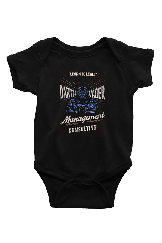Star Wars (Dart Vader) Baskılı Unisex Siyah Bebek Body - Zıbın