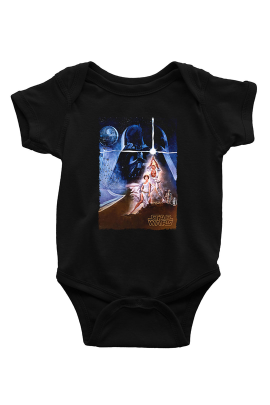 Star Wars (Dart Vader) Baskılı Unisex Siyah Bebek Body - Zıbın