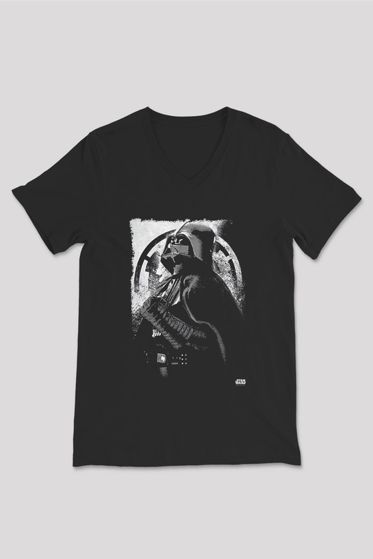 Star Wars (Dart Vader) Baskılı Unisex Siyah V Yaka Tişört - Tshirt