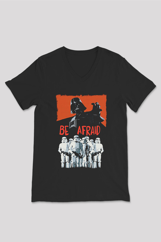 Star Wars (Dart Vader) Baskılı Unisex Siyah V Yaka Tişört - Tshirt