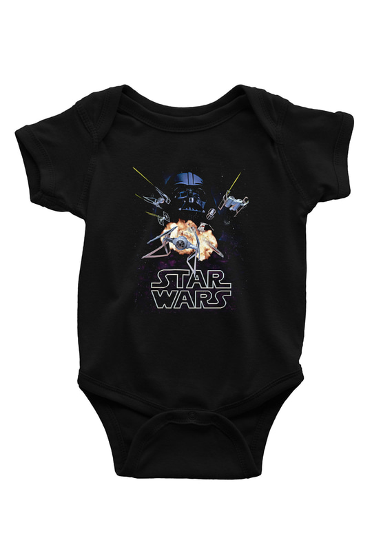 Star Wars (Dart Vader) Baskılı Unisex Siyah Bebek Body - Zıbın