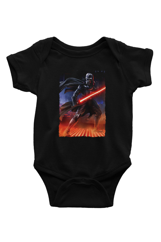 Star Wars (Dart Vader) Baskılı Unisex Siyah Bebek Body - Zıbın