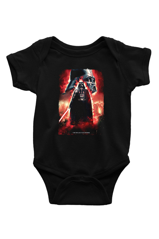 Star Wars (Dart Vader) Baskılı Unisex Siyah Bebek Body - Zıbın