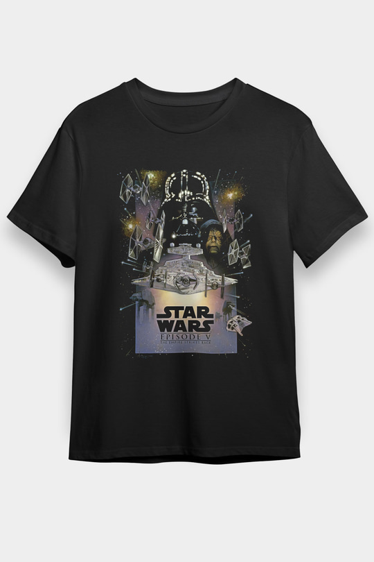 Star Wars (Dart Vader) Baskılı Unisex Siyah Tişört - Tshirt