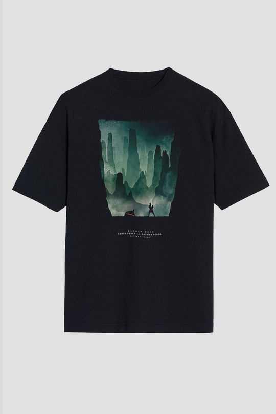 Star Wars (Dart Vader) Baskılı Unisex Siyah Oversize Tişört - Tshirt