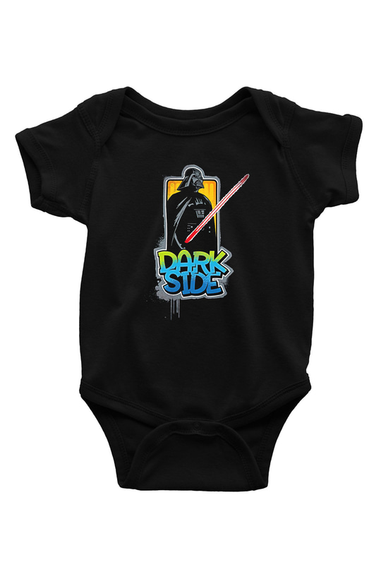 Star Wars (Dart Vader) Baskılı Unisex Siyah Bebek Body - Zıbın