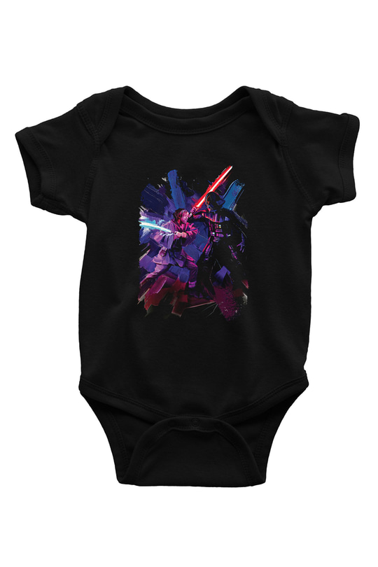 Star Wars (Dart Vader) Baskılı Unisex Siyah Bebek Body - Zıbın