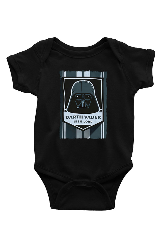 Star Wars (Dart Vader) Baskılı Unisex Siyah Bebek Body - Zıbın