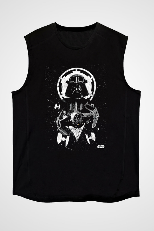 Star Wars (Dart Vader) Baskılı Unisex Siyah Kolsuz Tişört - Tshirt