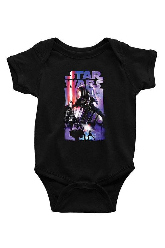 Star Wars (Dart Vader) Baskılı Unisex Siyah Bebek Body - Zıbın