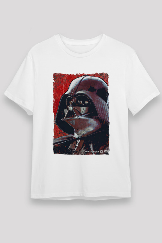 Star Wars (Dart Vader) Unisex Baskılı Beyaz Tişört - Tshirt