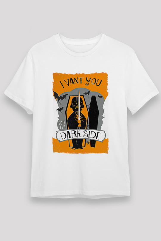 Star Wars (Dart Vader) Unisex Baskılı Beyaz Tişört - Tshirt