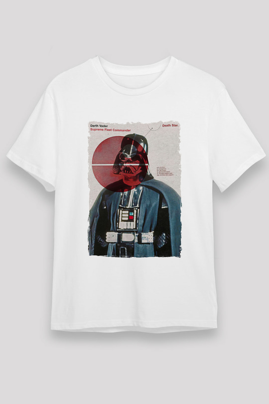 Star Wars (Dart Vader) Unisex Baskılı Beyaz Tişört - Tshirt