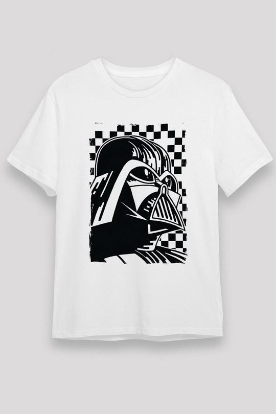 Star Wars (Dart Vader) Unisex Baskılı Beyaz Tişört - Tshirt