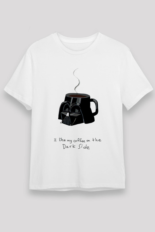 Star Wars (Dart Vader) Unisex Baskılı Beyaz Tişört - Tshirt
