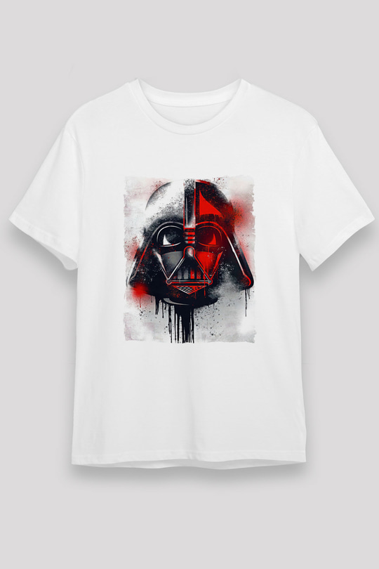 Star Wars (Dart Vader) Unisex Baskılı Beyaz Tişört - Tshirt