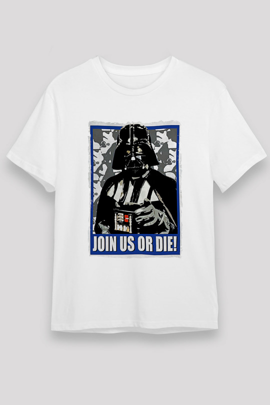 Star Wars (Dart Vader) Unisex Baskılı Beyaz Tişört - Tshirt