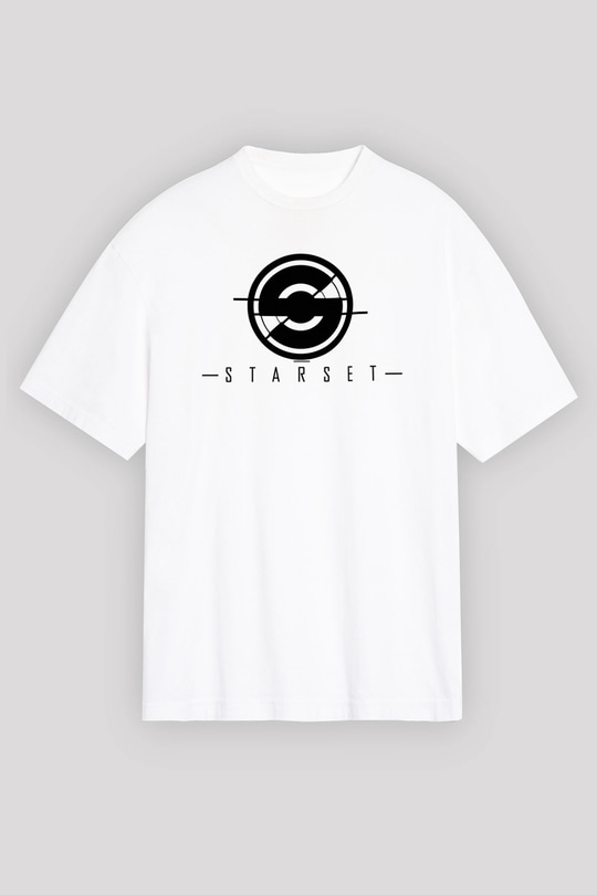Starset Baskılı Beyaz Unisex Oversize Tişört - Tshirt