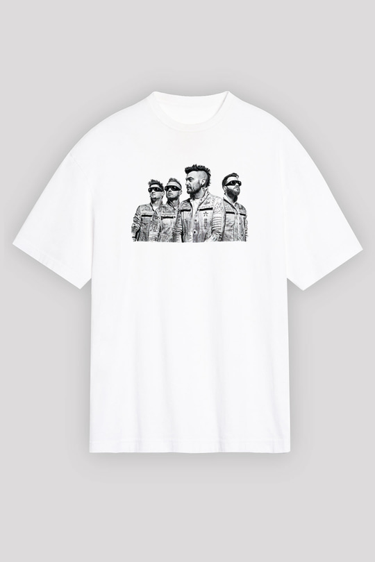 Starset Baskılı Beyaz Unisex Oversize Tişört - Tshirt