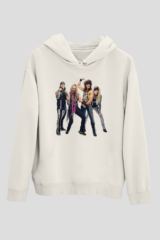 Steel Panther Baskılı Beyaz Unisex Kapüşonlu Sweatshirt