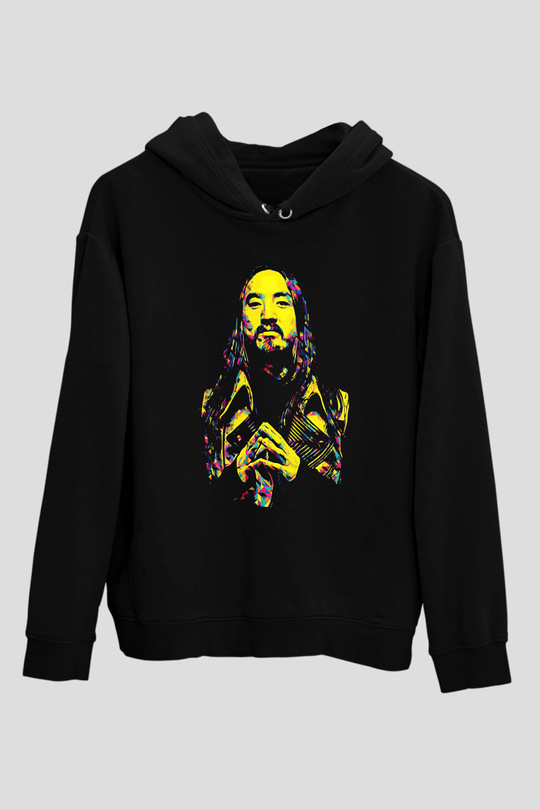 Steve Aoki Siyah Unisex Kapüşonlu Sweatshirt