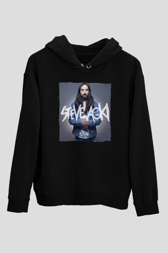 Steve Aoki Siyah Unisex Kapüşonlu Sweatshirt