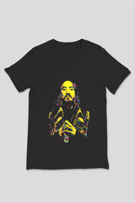 Steve Aoki Siyah Unisex V Yaka Tişört