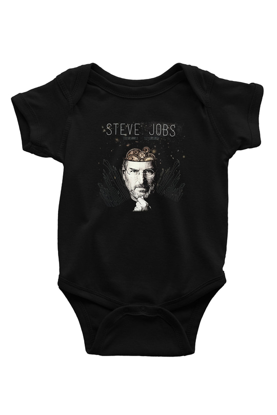 Steve Jobs Baskılı Siyah Bebek Body - Zıbın