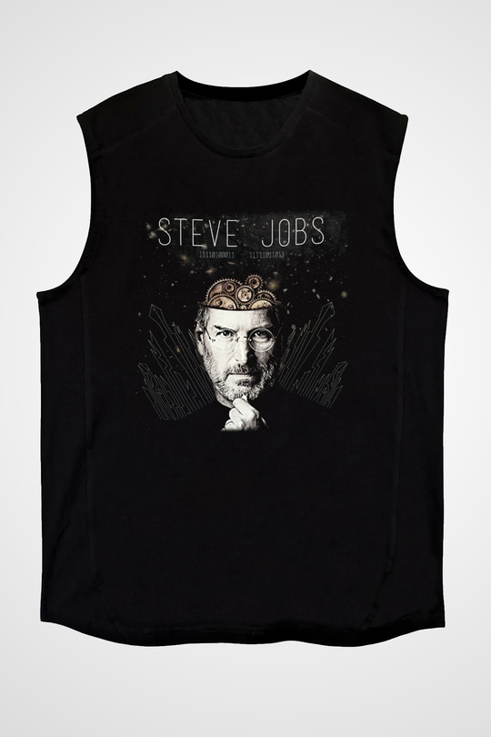 Steve Jobs Siyah Unisex Kolsuz Tişört