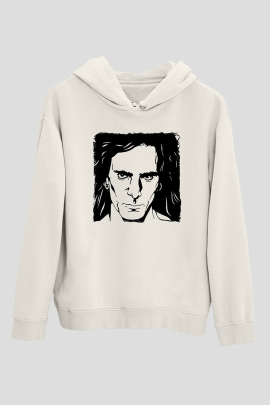 Steve Vai Baskılı Beyaz Unisex Kapüşonlu Sweatshirt