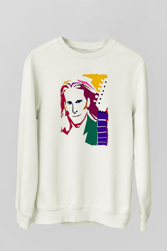 Steve Vai Baskılı Beyaz Unisex Sweatshirt