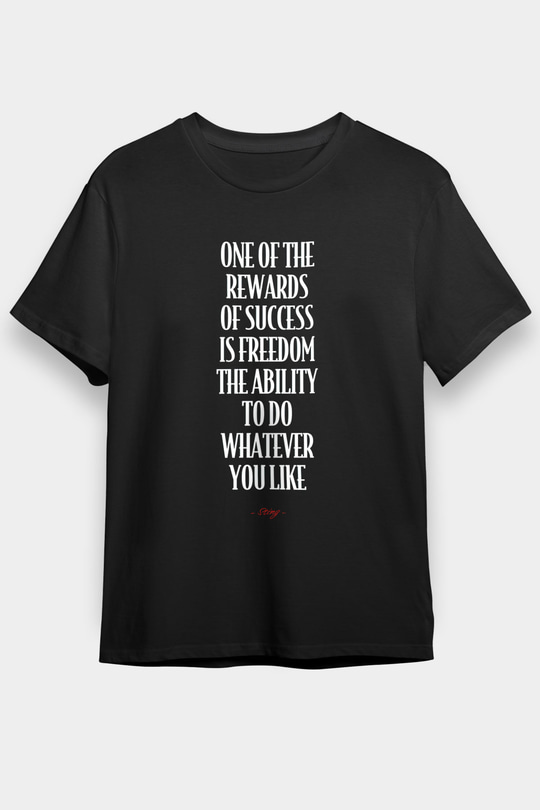Sting Baskılı Unisex Siyah Tişört - Tshirt