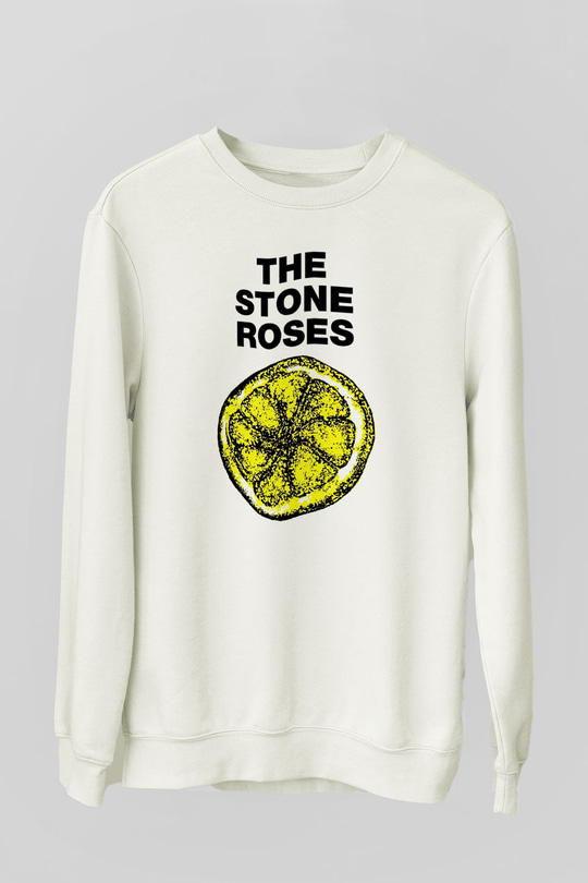 Stone Roses Baskılı Beyaz Unisex Sweatshirt