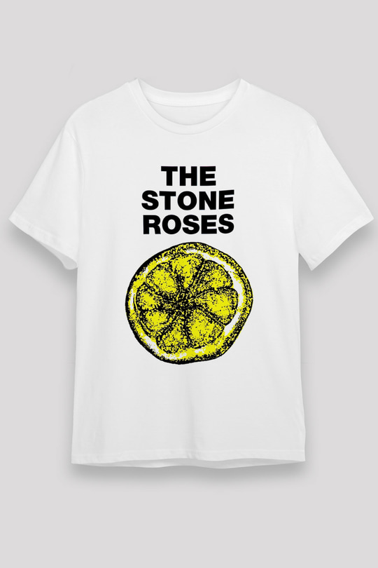 Stone Roses Baskılı Unisex Beyaz Tişört - Tshirt