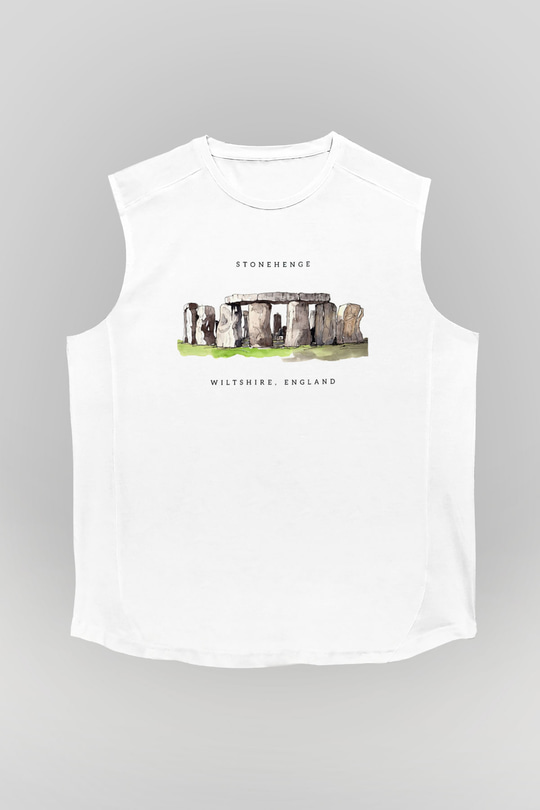 Stonehenge Beyaz Unisex Kolsuz Tişört
