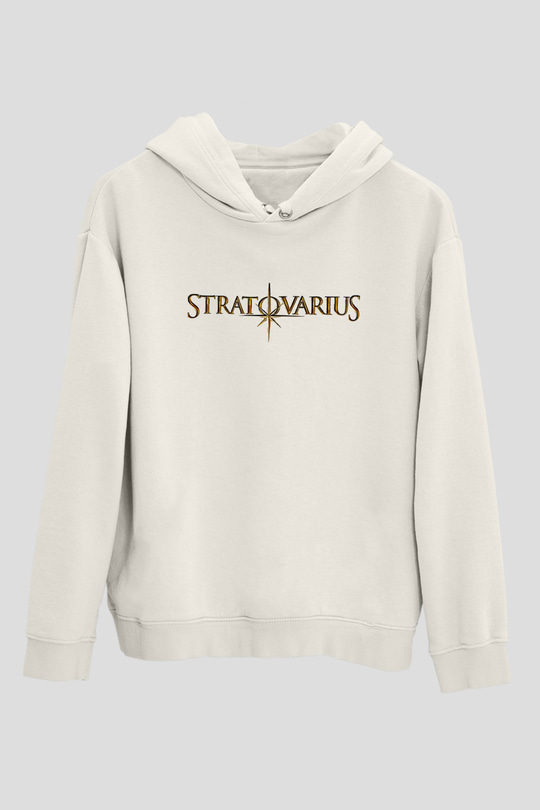 Stratovarius Baskılı Beyaz Unisex Kapüşonlu Sweatshirt