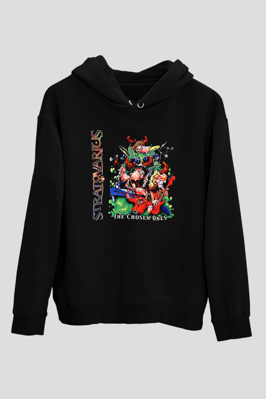 Stratovarius Baskılı Unisex Siyah Kapüşonlu Sweatshirt