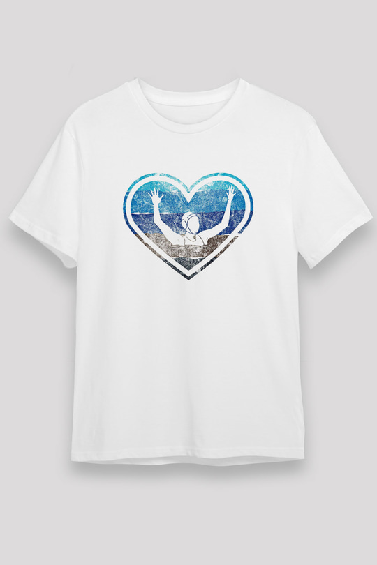 Su Topu Baskılı Unisex Beyaz Tişört - Tshirt