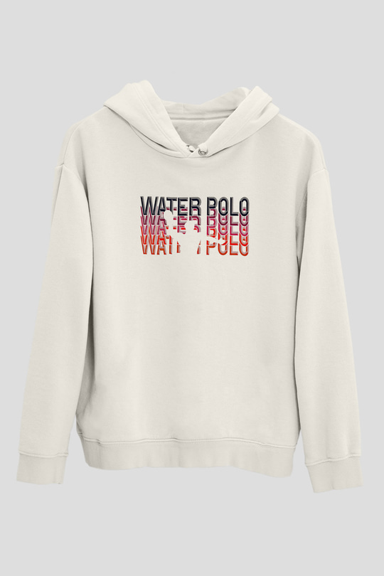 Su Topu Baskılı Unisex Ekru Hoodie