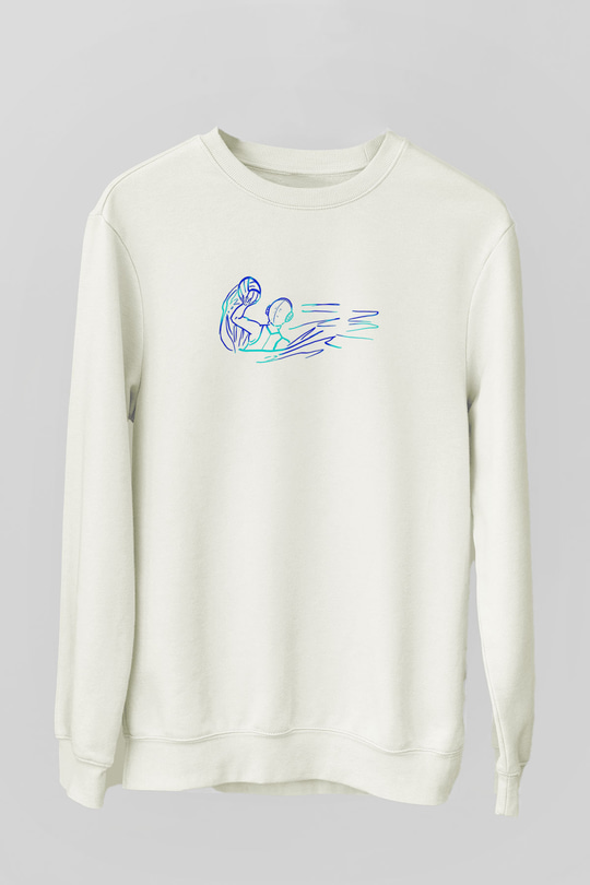 Su Topu Baskılı Unisex Ekru Sweatshirt