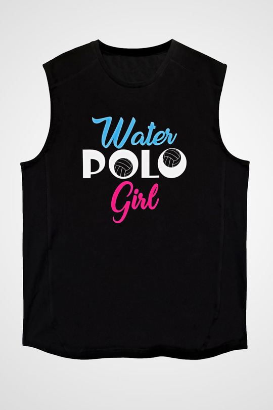 Su Topu - Water Polo Baskılı Unisex Siyah Kolsuz Tişört