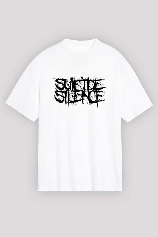 Suicide Silence Beyaz Unisex Oversize Tişört T-Shirt - Oversize Tişört Fabrikası