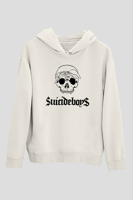 Suicideboys - $uicideboy$ Baskılı Beyaz Unisex Kapüşonlu Sweatshirt