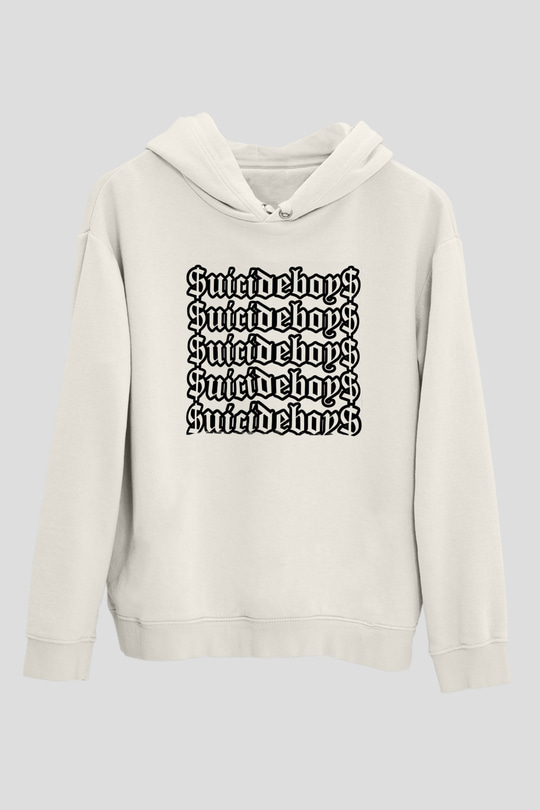 Suicideboys - $uicideboy$ Baskılı Beyaz Unisex Kapüşonlu Sweatshirt