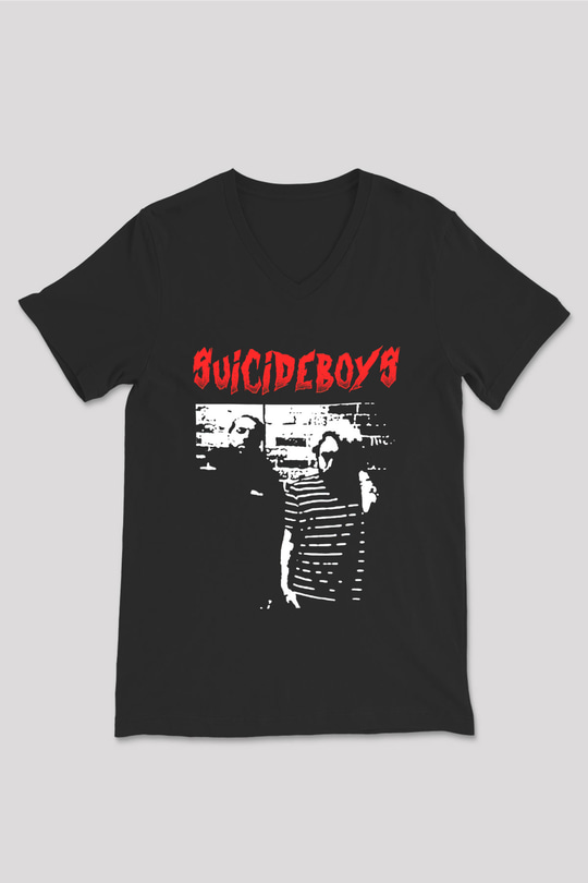 Suicideboys - $uicideboy$ Baskılı Unisex Siyah V Yaka Tişört - Tshirt
