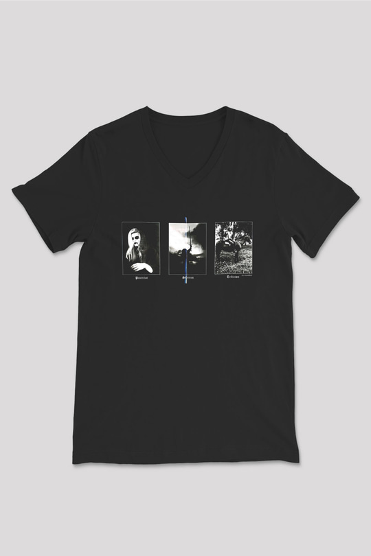 Summoning Baskılı Unisex Siyah V Yaka Tişört - Tshirt