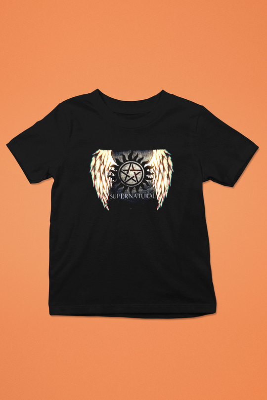 Supernatural Baskılı Unisex Siyah Çocuk Tişört - Tshirt